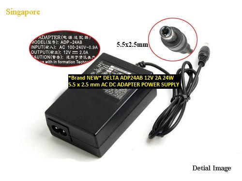 *Brand NEW* DELTA 24W 12V 2A ADP24AB 5.5 x 2.5 mm AC DC ADAPTER POWER SUPPLY